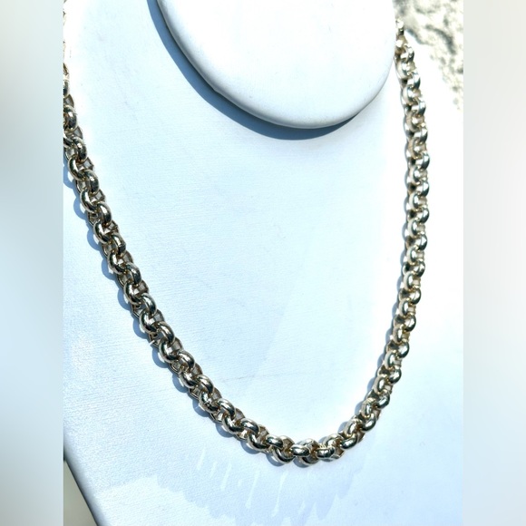 Silver Rolo $DROP✅Necklace Choker W Swarovski Toggle Elegant Casual 16" - Picture 4 of 7
